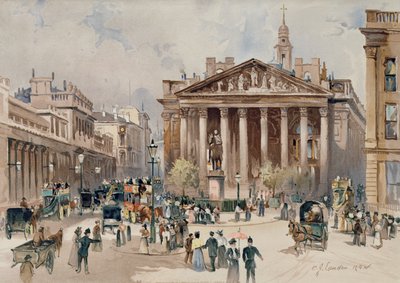 View of the Royal Exchange, City of London, pub. by G. Rowney by C. J. Lander